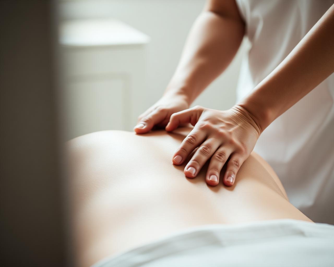 Profissional aplicando fisioterapia manual em paciente